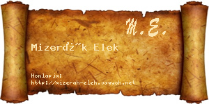 Mizerák Elek névjegykártya